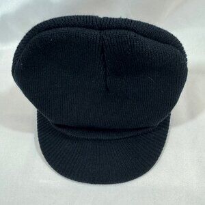 Unisex Black Knit Beanie cap with Brim New without tags